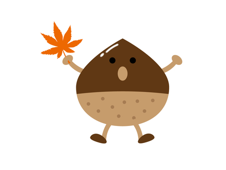 Illustration of chestnut, chestnut, autumn, autumn leaves, JPG and PNG