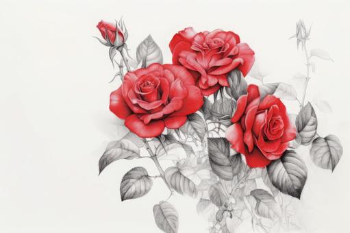 Illustration, rose, flower, red, 