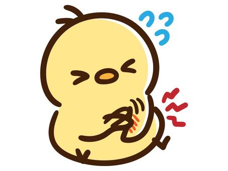 腕が痒くて掻きまくるかわいいひよこ ひよこ,腕,痒い,掻く,乾燥,痛み,辛い,トラブル,肌,症状のイラスト素材