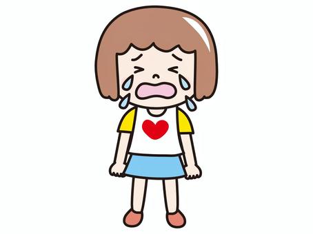 園児女子(泣く） 人物,女の子,幼稚園児,こども,泣く,涙のイラスト素材