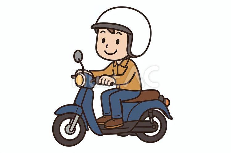 バイクに乗る男性 バイク,男性,デフォルメのイラスト素材