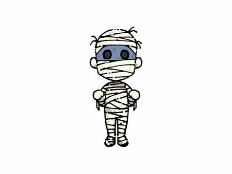 ハロウィンのミイラ男 ハロウィン,ミイラ男,仮装,怪物,モンスター,ミイラ,お化け,ホラー,包帯,キャラクターのイラスト素材