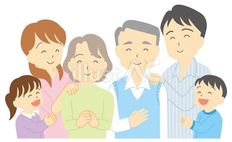 家族15 家族,三世代,祖父のイラスト素材