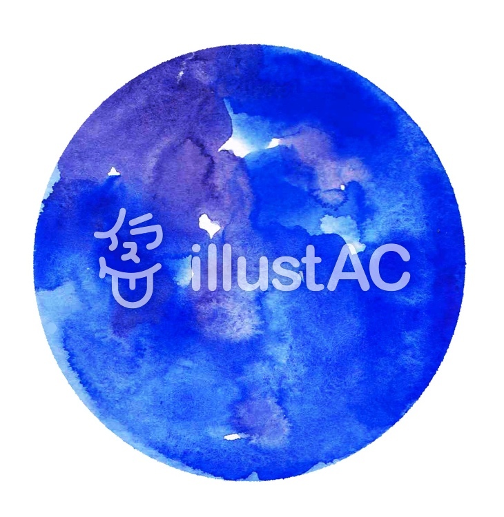 水彩素材:青の丸 水彩,絵の具,アナログのイラスト素材