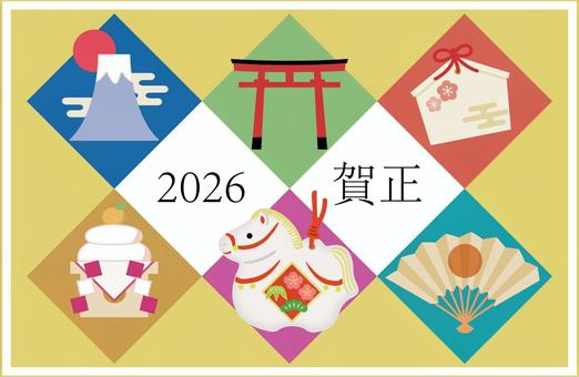 午年年賀状03-縁起物アイコン