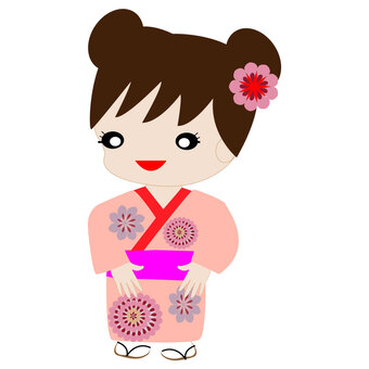 Illustration, kimono, rias hias rambut, a cah wadon, 