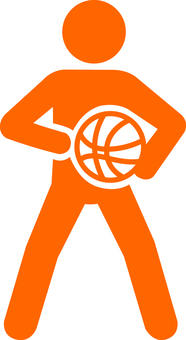 ピクトグラムの橙のバスケットボールです。 ピクトグラム,バスケットボール,シンプル,選手,スポーツ,アスリート,運動,クラブ,部活,サークルのイラスト素材