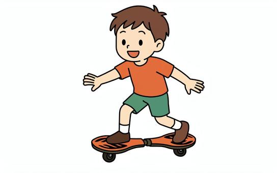 エスボードで遊ぶ男の子 エスボード,男の子,子供,遊ぶ,バランスのイラスト素材