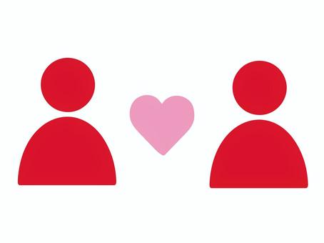 女性同士のカップルのシルエット 女性,ハート,マーク,カップル,恋人,恋愛,デート,人物,人間,人のイラスト素材