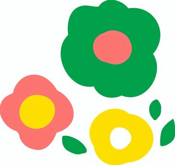北欧風シンプルお花(オレンジ黄色緑) 花,可愛い,おしゃれ,手描き,お花,北欧,北欧風,飾り,あしらい,かわいいのイラスト素材