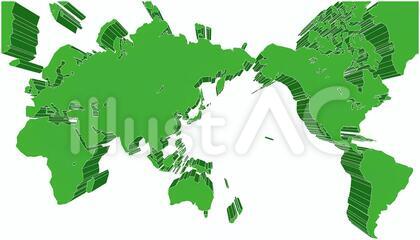 ミラー図法世界地図-立体