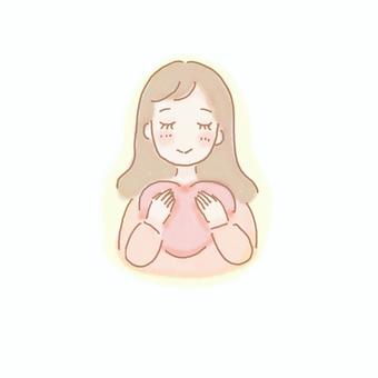 自分を大切にする女性 自分,大切,女性,幸せ,幸せホルモン,女性ホルモン,メンタル,ストレスケア,リラックス,自律神経のイラスト素材