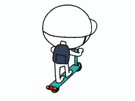 電動キックボード シルエット,電動,キックボード,ヘルメット,移動,安全,マナー,ルール,お知らせ用,宣伝用のイラスト素材