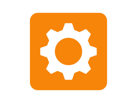 四角入り歯車・設定アイコン（オレンジ） 歯車,設定,アイコン,システム,設計,ギア,マーク,コンピュータ,ソフトウェア,セッティングのイラスト素材
