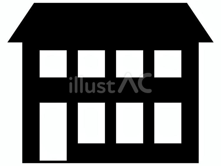 屋根のある家の白黒シルエット 家,住宅,住居のイラスト素材