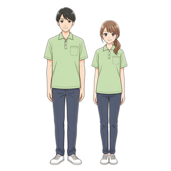 アニメ風の男女のイラスト素材