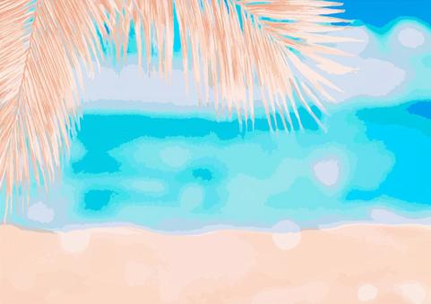 夏のビーチの背景 背景,壁紙,夏,ビーチ,海,ヤシ,葉,癒し,シンプル,青のイラスト素材