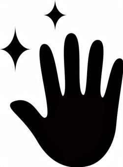 キラキラの手のシルエット 手,キラキラ,ピカピカ,綺麗,清潔,手洗い,シルエット,除菌,消毒,殺菌のイラスト素材