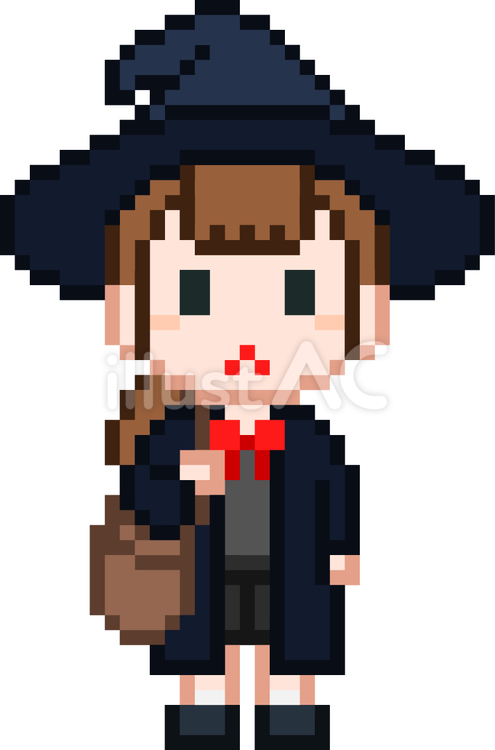 ドット絵の魔法学校の女子学生です。 ドット絵,魔法学校,学生のイラスト素材