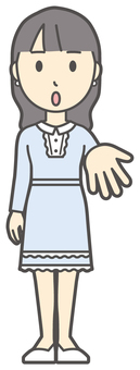  ワンピースお嬢様-018-全身 ください,真剣,お嬢様,女性,女の子,オシャレ,人物,かわいい,一生懸命,考えるのイラスト素材