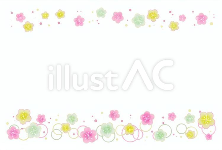 和風パステルフレーム 和柄,和風,梅のイラスト素材