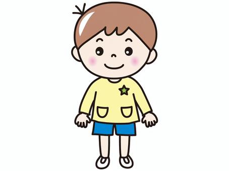 園児男子(スモック） 人物,男の子,幼稚園児,こども,遊び着,スモック,幼稚園のイラスト素材