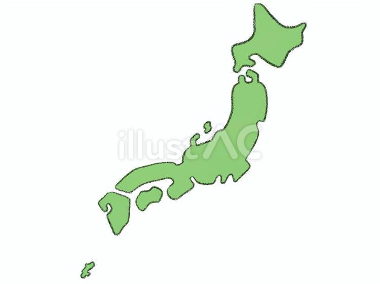 手描きの日本地図＿鉛筆線画 日本地図,日本,日本列島のイラスト素材