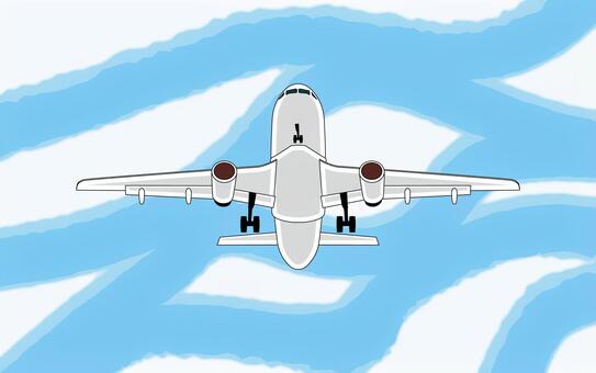 飛行機　 飛行機,旅客機,飛ぶ,着陸,離陸,正面,機体,空,見上げるのイラスト素材