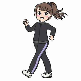 健康キャンペーン用イラスト ジャージ,ウォーキング,スポーツウェア,運動着,トレーニングウェア,スポーティ,上下ジャージ,散歩,移動,歩行のイラスト素材