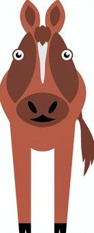 馬 馬,午,競走馬,サラブレッド,動物,かわいい,正面のイラスト素材