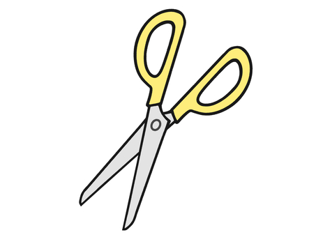 黄色の開いたハサミのイラスト 文房具,ハサミ,切る,刃,道具のイラスト素材