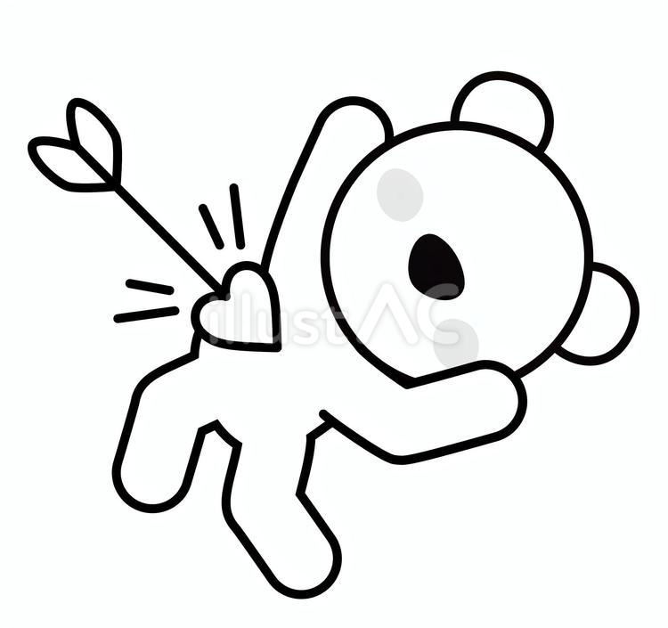 ハートの矢が刺さり恋に落ちた白いクマ クマ,恋,恥ずかしいのイラスト素材