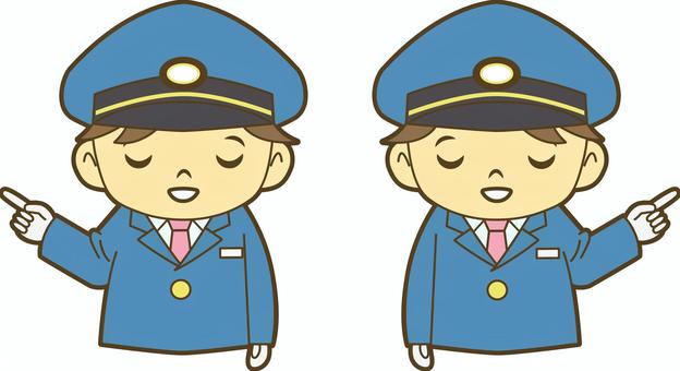 指を指す鉄道員 駅員,車掌,運転士,運転手,鉄道員,乗務員,鉄道,新幹線,路面電車,地下鉄のイラスト素材