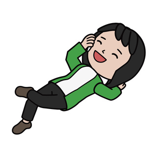 サボる人 スマホ,通話,休憩,笑顔,寝転ぶ,リラックス,終業,主婦,女,普段着のイラスト素材