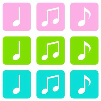 音符スタンプ ピンク・緑・水色3種セット 音符,音楽,四分音符,八分音符,連符,連音符,スタンプ,アイコン,演奏,奏でるのイラスト素材
