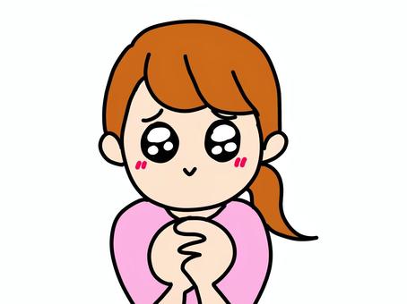 うるうるな瞳でお願いする女性 うるうる,瞳,潤んだ,困り顔,女性,人物,お願い,ポーズ,懇願,依頼のイラスト素材