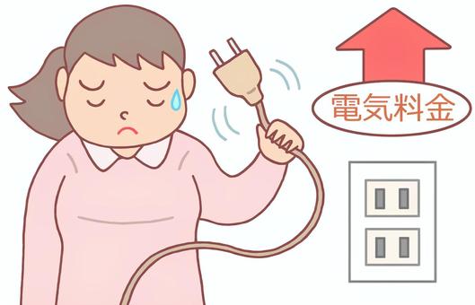 電気料金値上げ・節電 節電,節約,電気料金,値上げ,物価,高騰,家計,負担,増,主婦のイラスト素材