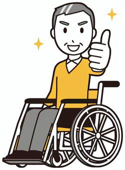 ニット中年男性(黄)-318-全身