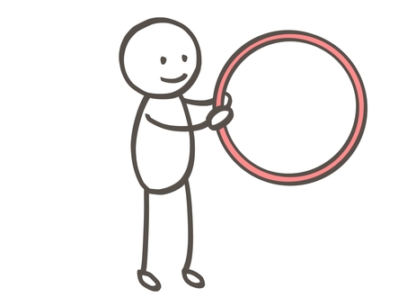 棒人間　輪くぐり 棒人間,人,輪,リング,フラフープ,潜る,構える,持つ,サーカス,パフォーマンスのイラスト素材