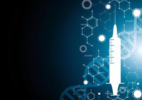 ウイルスとワクチンの青色の医療イメージ ウイルス,バクテリア,注射器,ワクチン,dna,化学,構造式,医療,幾何学,ラインのイラスト素材
