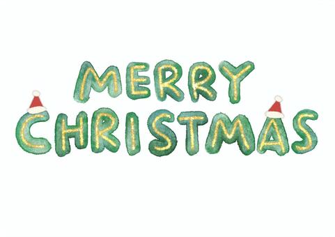 手描き クリスマスカード サンタ帽 クリスマス,ロゴ,手描き,merry,christmas,カード,テキスト,文字,グリーン,ゴールドのイラスト素材