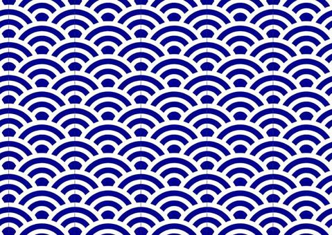 和柄_青海波 和柄,和風,江戸時代,着物,フレーム,背景,壁紙,バナー,青,波のイラスト素材