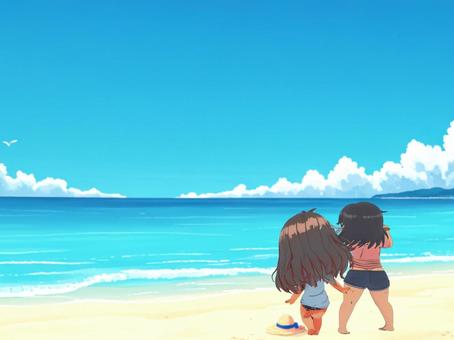 Illustration, sea, summer, wave, 