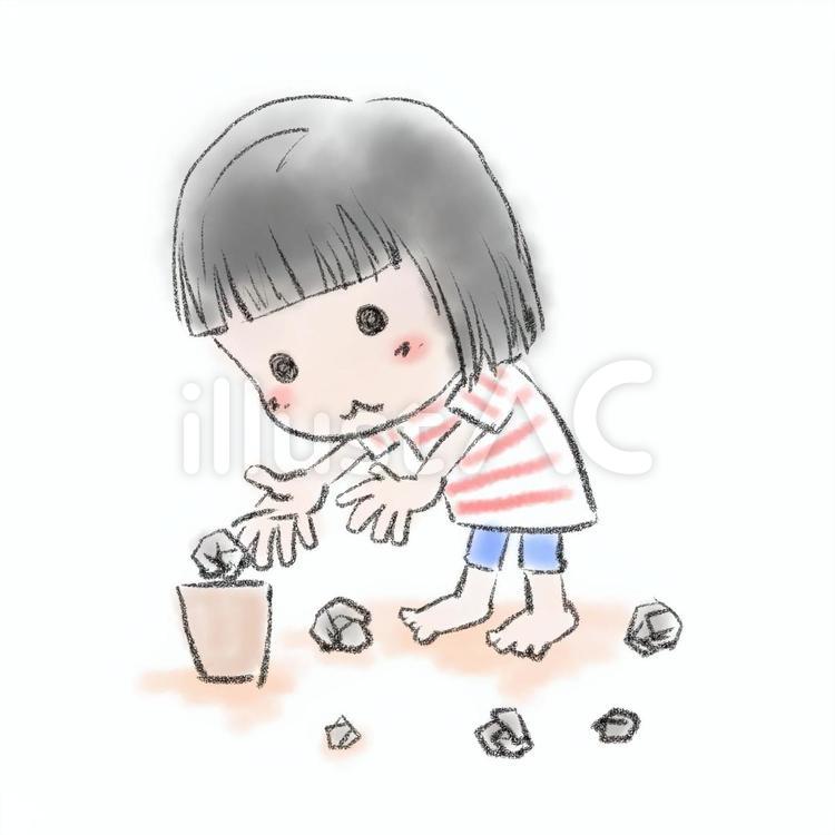 そうじ 子供,女の子,そうじのイラスト素材