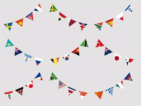 万国旗 万国旗,運動会,体育祭,世界,海外,国際,国旗,イギリス,タイ,中国のイラスト素材