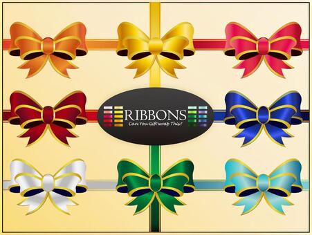 L-0313：リボン1 リボン,飾り,装飾,ラッピング,包装,イベント,赤,青,金,銀のイラスト素材