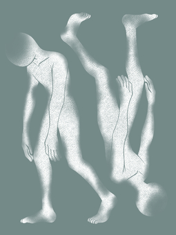 横に歩くホラーな人影③ 白 人物,人影,ホラー,個別,歩く,横向き,全身,白色,心霊,不気味のイラスト素材