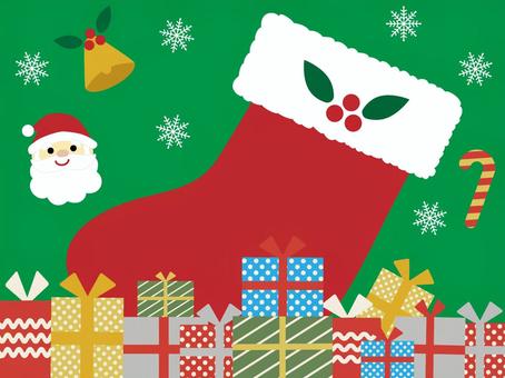 クリスマスのイメージ６ クリスマス,クリスマスオーナメント,サンタクロース,ソックス,靴下,プレゼント,きれい,おしゃれ,フレーム,背景のイラスト素材