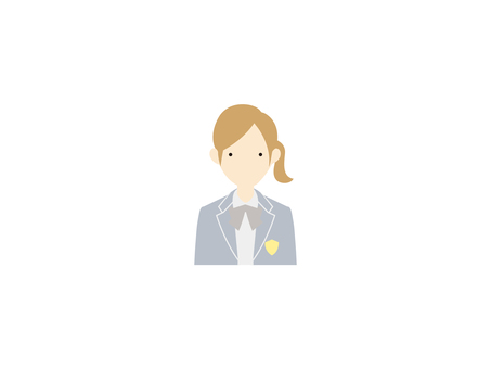 正面を向く女子高生のミニマル 正面,通常,普通,カラー,女子高生,学生,高校生のイラスト素材