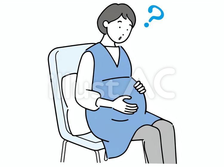 妊娠中に疑問を持つ妊婦さん 女性,妊婦,妊娠のイラスト素材